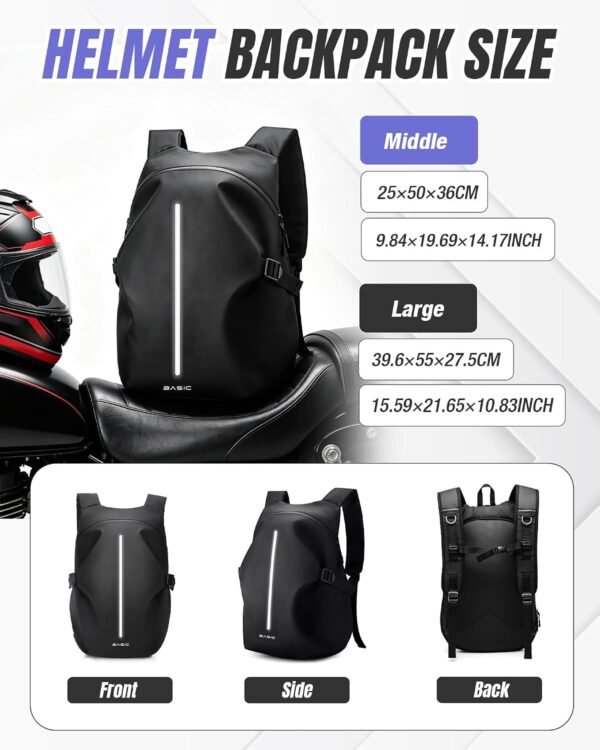 WEPLAN Motorcycle Backpack for Men & Women – Helmet Bag, Waterproof Riding Backpack with Reflective Strip