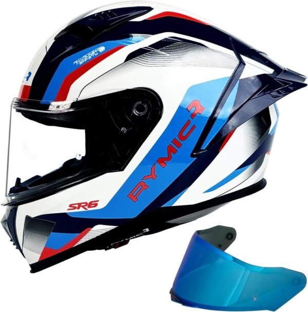 RYMIC SR6 Full Face Motorcycle Helmet DOT Approved with Dual Visors, Bluetooth Ready & Lightweight Design